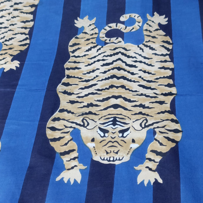 Himalayan tiger rug screen print - blue