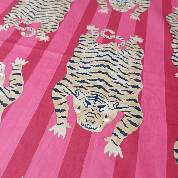 Himalayan tiger rug screen print - red/ pink