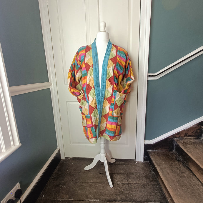 Patchwork Kantha quilted house coat