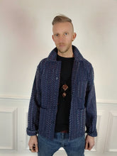 Load image into Gallery viewer, Kantha Workwear jacket - Navy multicolour thread.