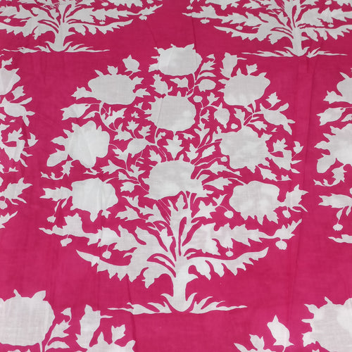 Mughal tree screen print - hot pink
