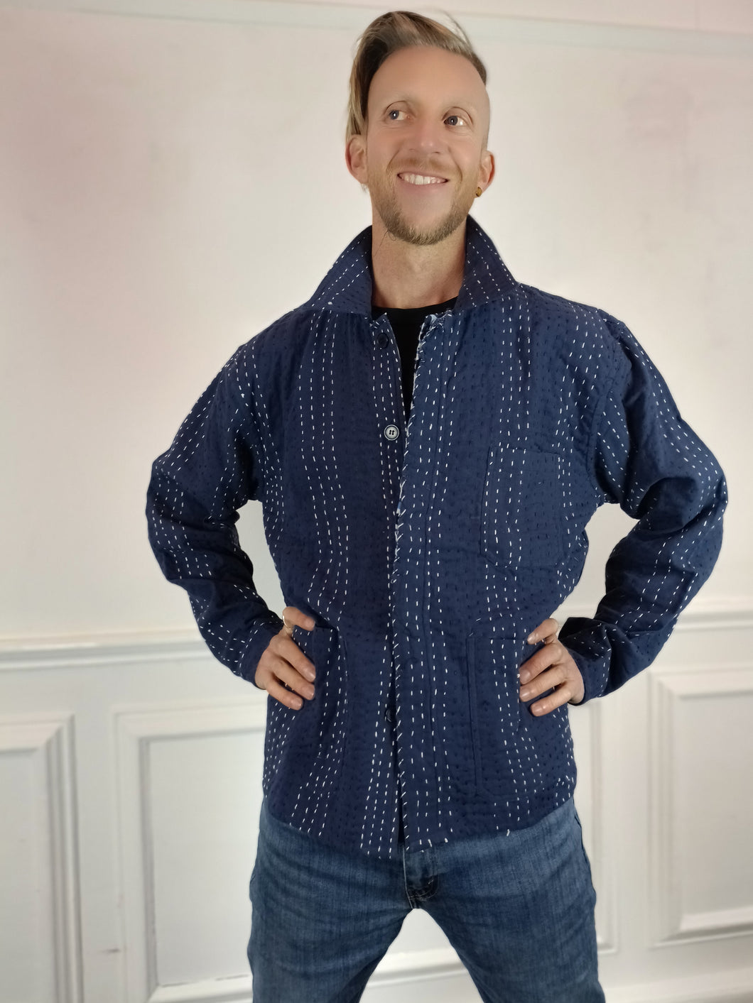 Kantha Workwear jacket - Indigo blue