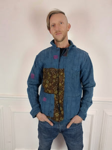 Indigo overdyed Vintage Kantha Workwear jacket