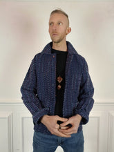 Load image into Gallery viewer, Kantha Workwear jacket - Navy multicolour thread.