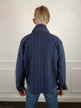 Load image into Gallery viewer, Kantha Workwear jacket - Navy multicolour thread.