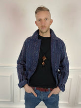 Load image into Gallery viewer, Kantha Workwear jacket - Navy multicolour thread.