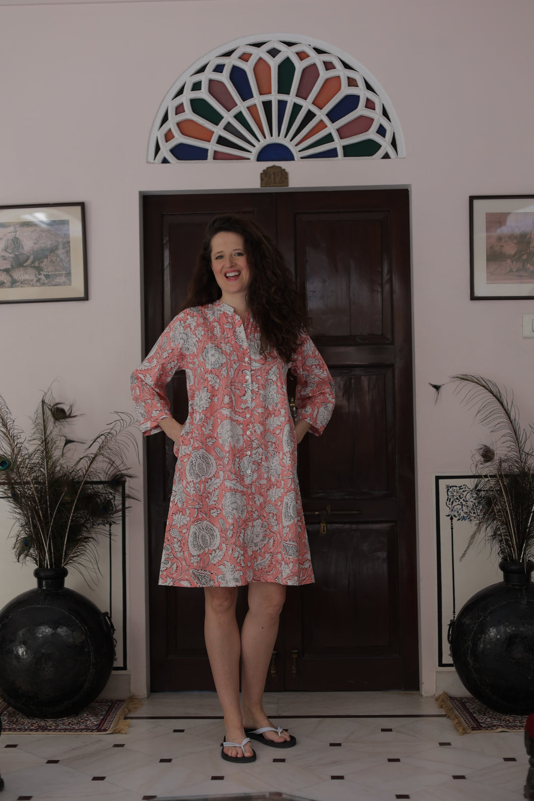 The Langston shirt dress -Blush